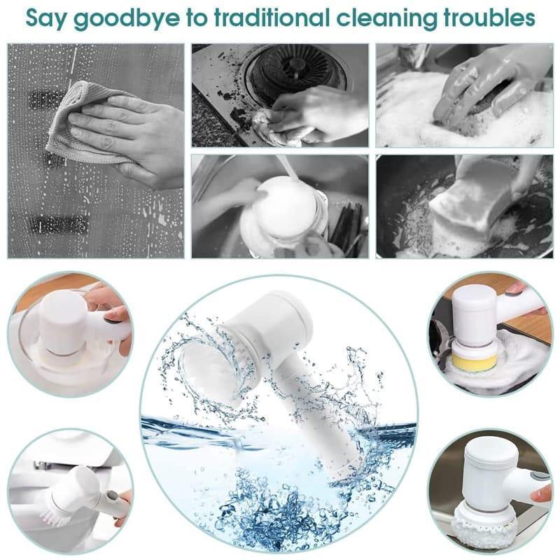 Electric Spin Scrubber – USB Rechargeable Multi-Functional Cleaning Brush with 3 Interchangeable Heads