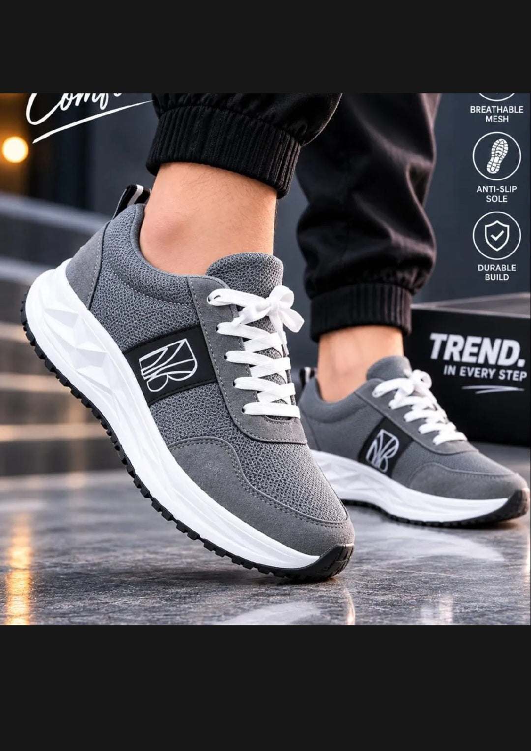Sports Shoes for Men All Season Textured Neon Accents Woven & Braided Uppers High-Top Stylish Shoes Matte Black Black and Grey Color Available