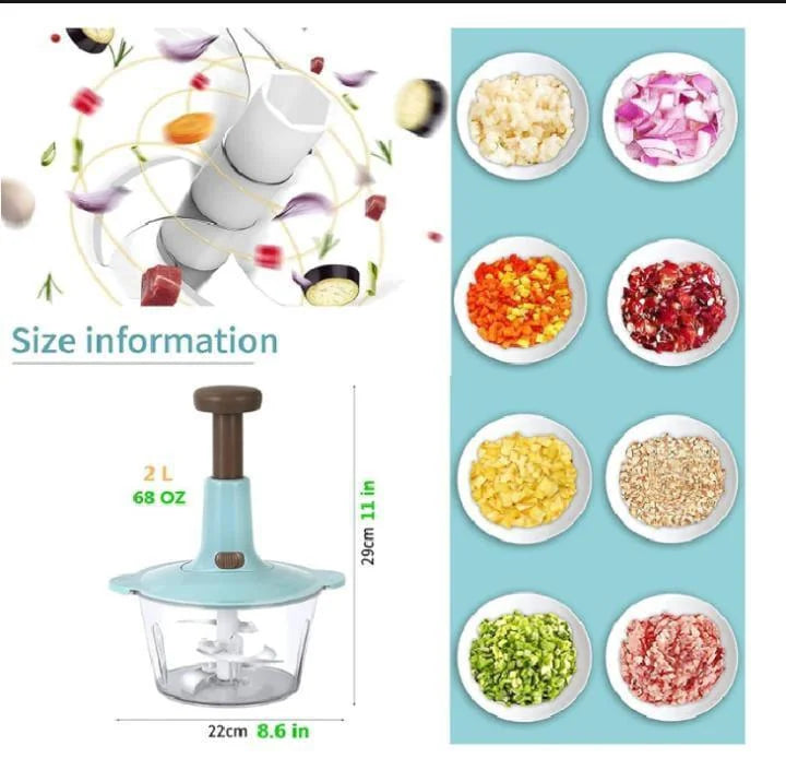Manual Food Chopper – 500ml Press Chopper with Stainless Steel Blades | Pakistan Kitchen Essential