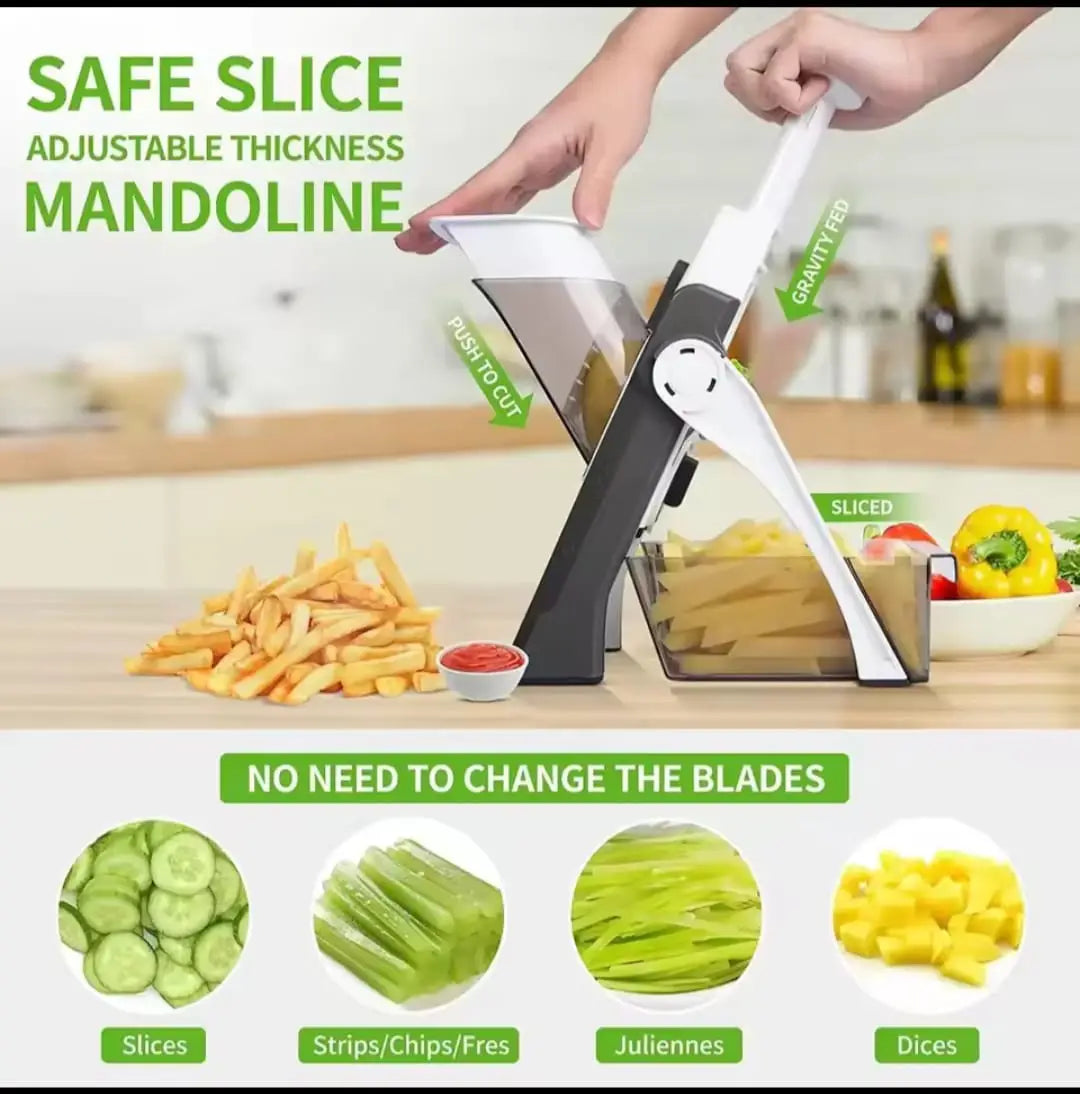 Multi-Function Vegetable Cutter – Adjustable Mandoline Slicer with Knob Control