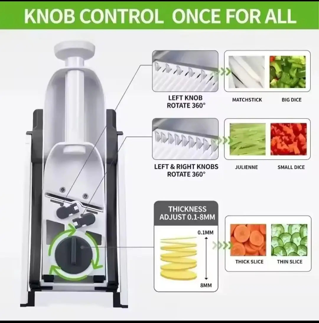 Multi-Function Vegetable Cutter – Adjustable Mandoline Slicer with Knob Control